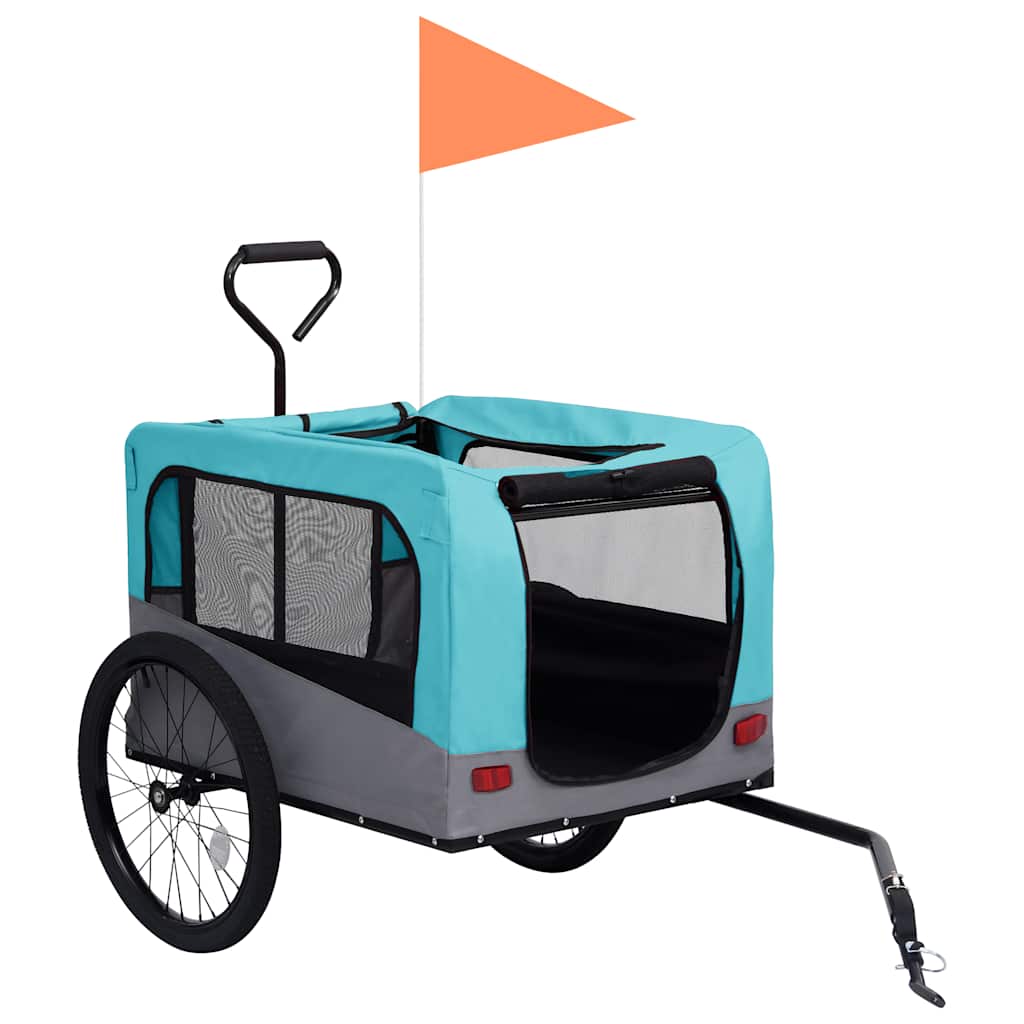 Rimorchio Bici per Animali Carrello Jogging 2in1 Blu e Grigio - homemem39