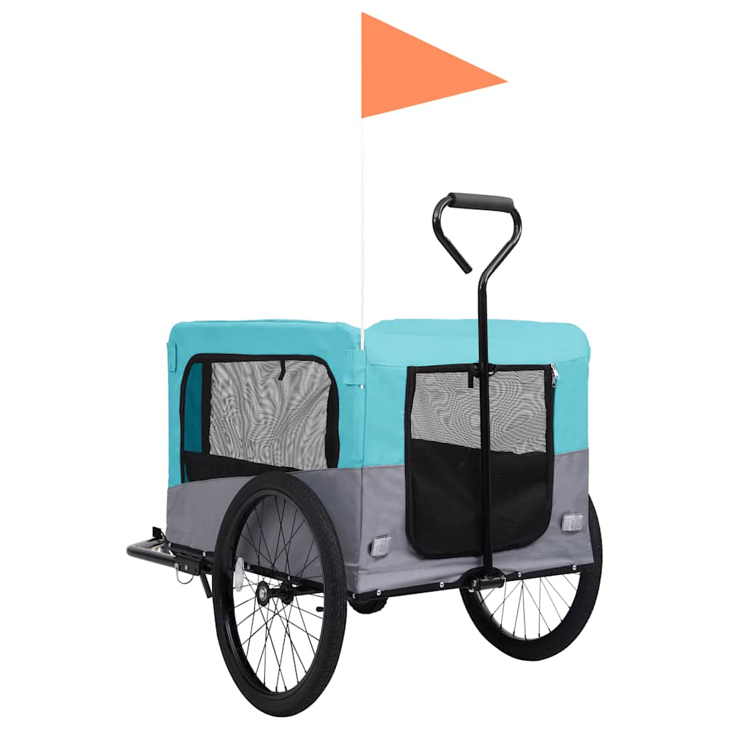 Rimorchio Bici per Animali Carrello Jogging 2in1 Blu e Grigio - homemem39
