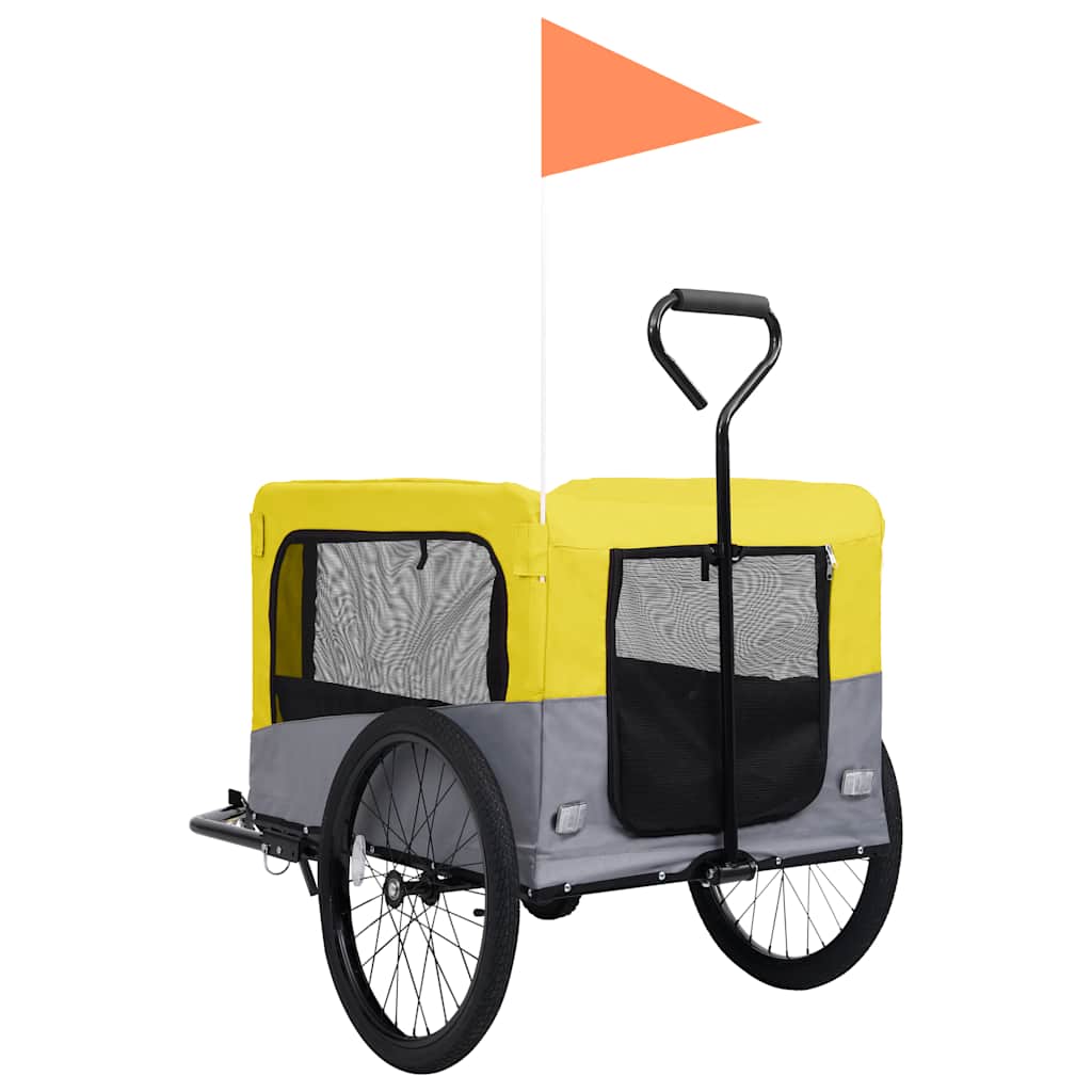 Rimorchio Bici Animali Carrello Jogging 2in1 Giallo e Grigio - homemem39