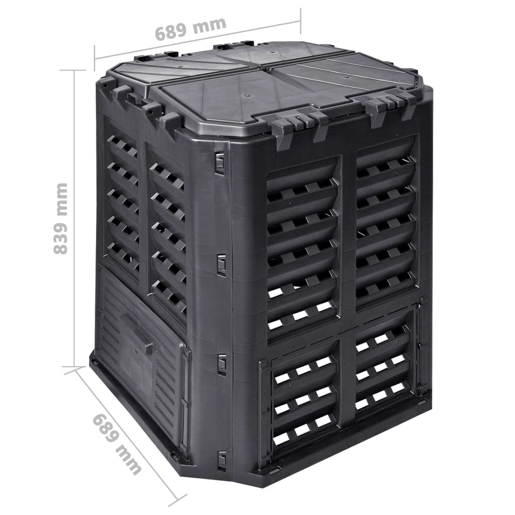 Compostiera da Giardino Nera 68,9x68,9x83,9 cm 360 L | homemem39
