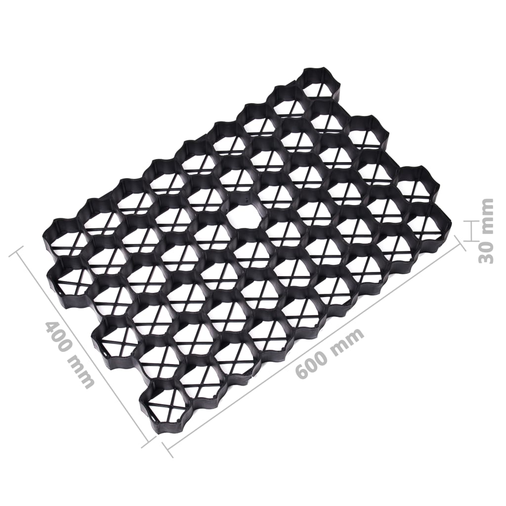 Griglie per l'Erba 16 pz Nere 60x40x3 cm in Plastica - homemem39