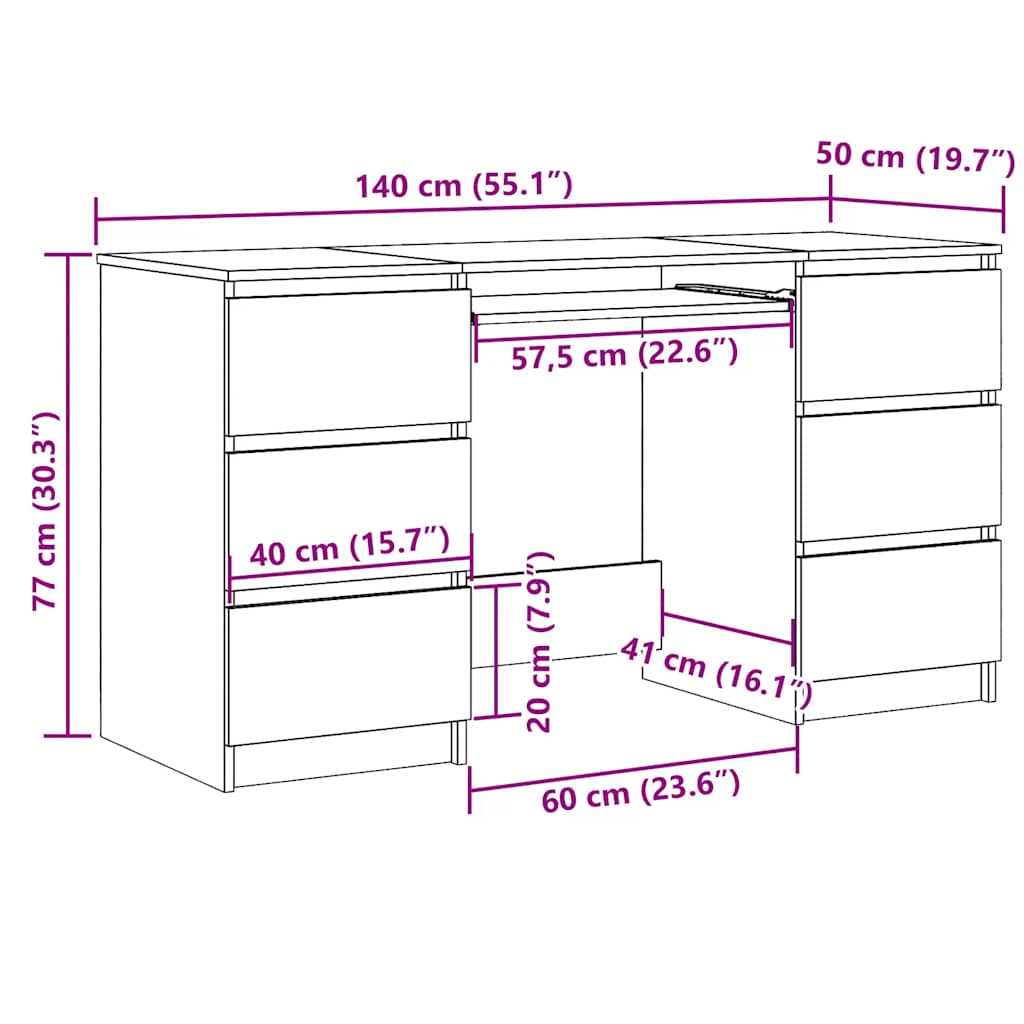 Scrivania Rovere Sonoma 140x50x77 cm in Legno Multistrato - homemem39