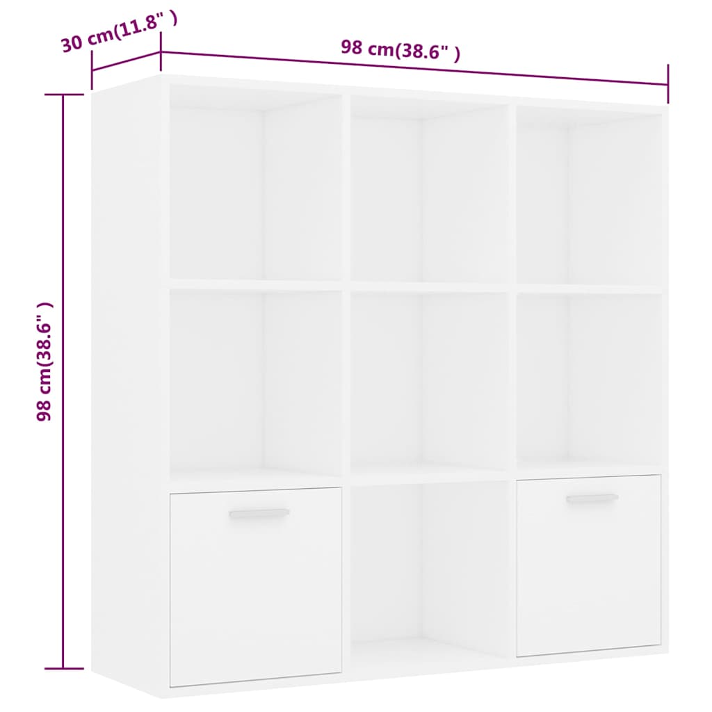 Libreria Bianca 98x30x98 cm in Legno Multistrato | homemem39