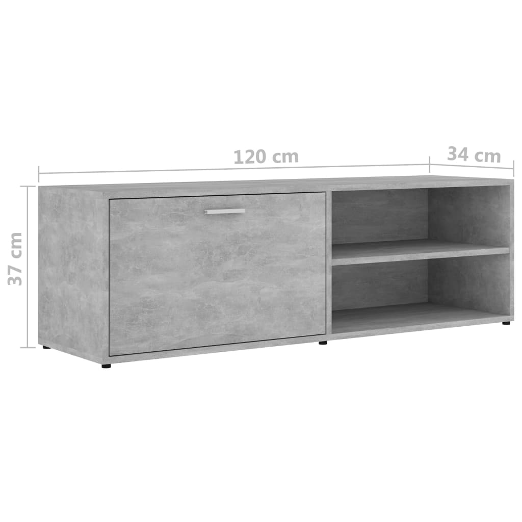 Mobile Porta TV Grigio Cemento 120x34x37cm in Legno Multistrato - homemem39