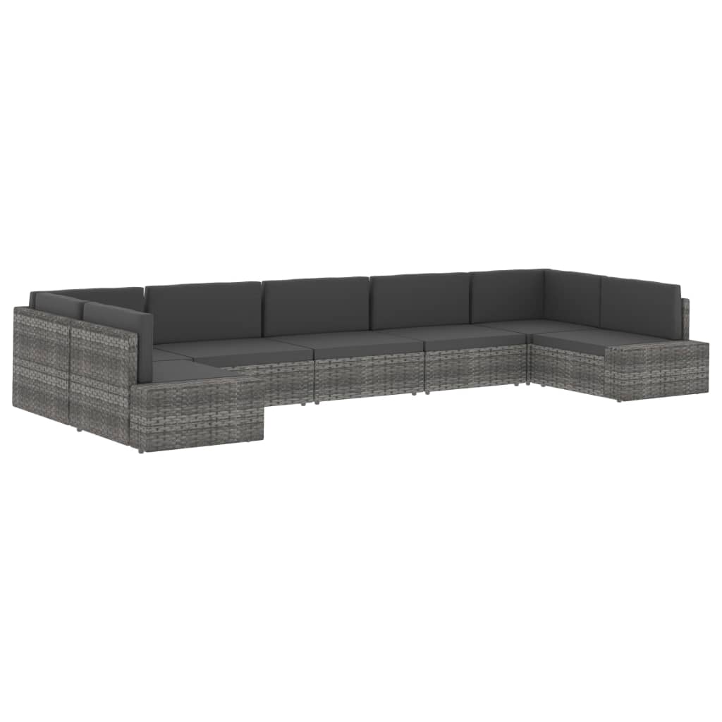 Divano ad Angolo Modulare Bracciolo Destro in Polyrattan Nero - homemem39