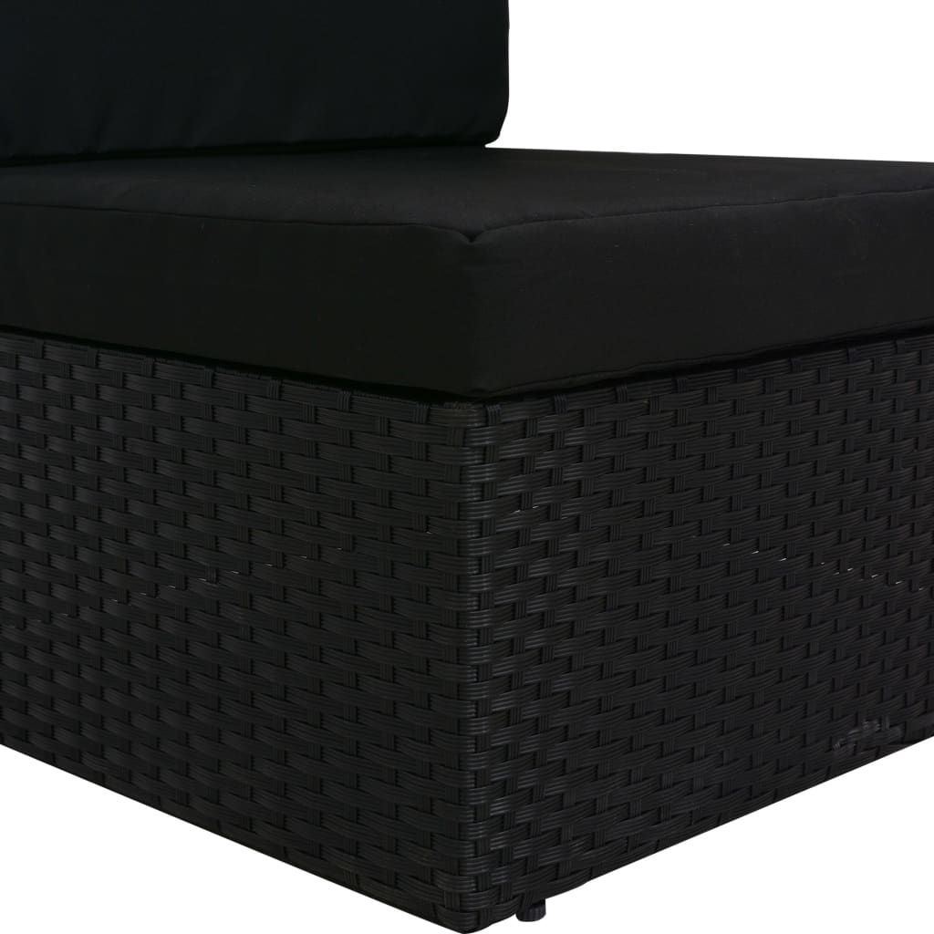 Set Divani da Giardino 3 pz in Polyrattan Nero | homemem39