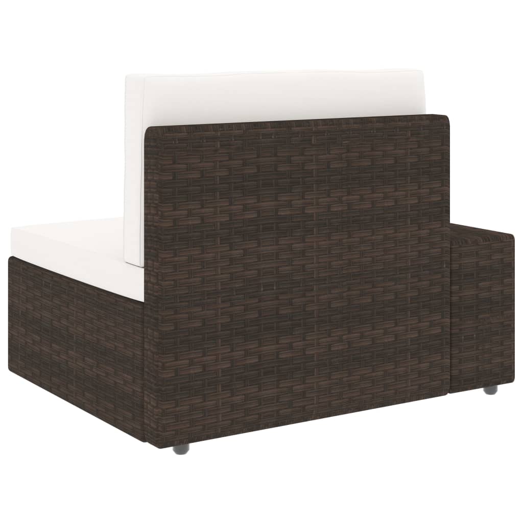 Divano Modulare a 2 Posti in Polyrattan Marrone | homemem39