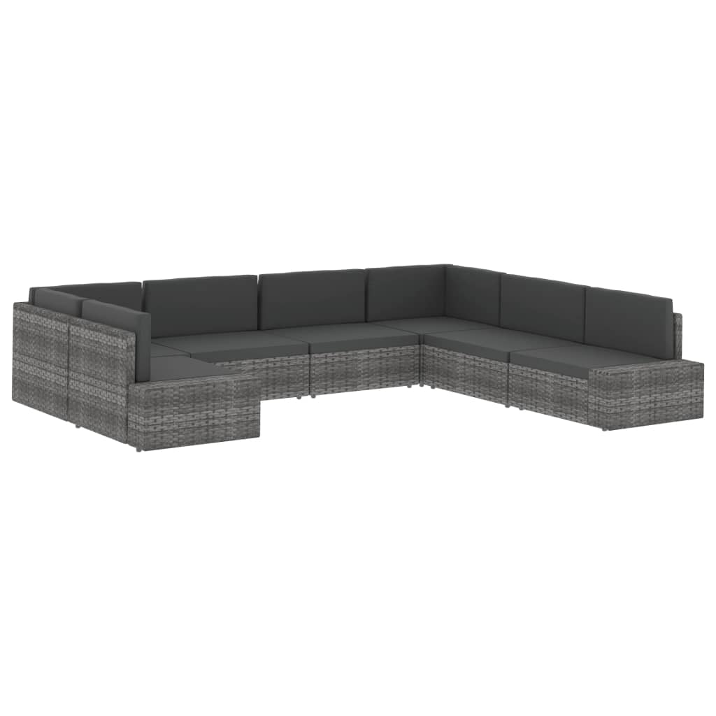 Divano Modulare a 2 Posti in Polyrattan Grigio | homemem39
