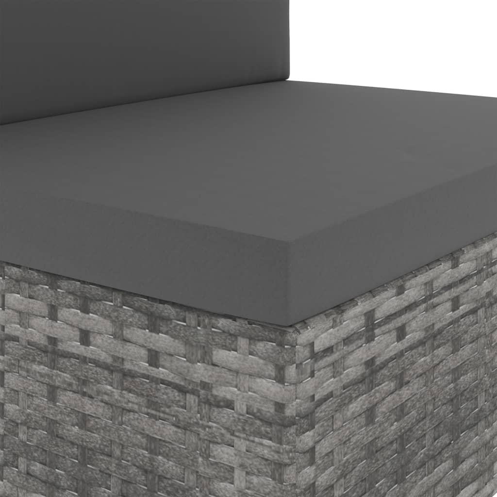 Divano Modulare a 3 Posti in Polyrattan Grigio | homemem39