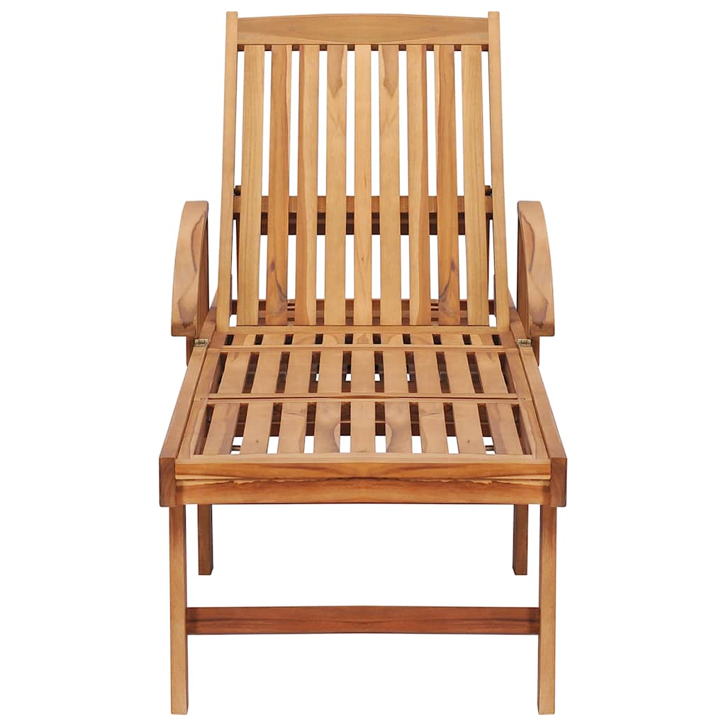 2 pcs Sun Loungers with Solid Teak Wood Table