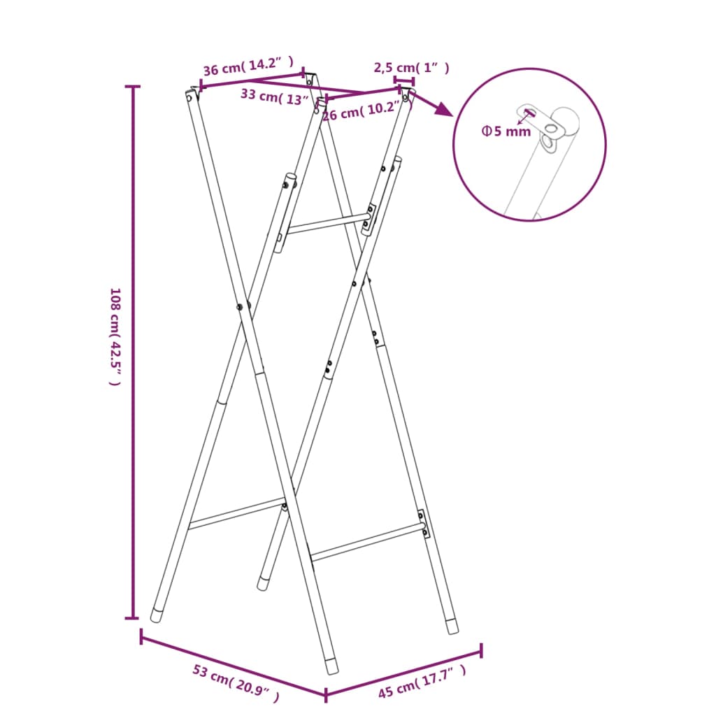 Gambe Pieghevoli per Tavolo da Bar Argento 45x53x108 cm Acciaio - homemem39