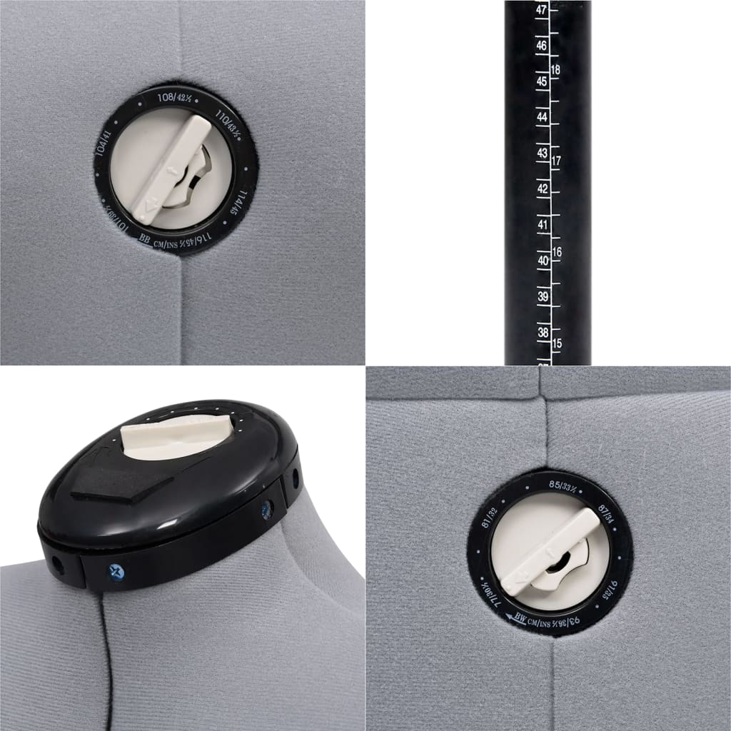 Manichino Femminile Regolabile Grigio Taglia M 40-46 | homemem39