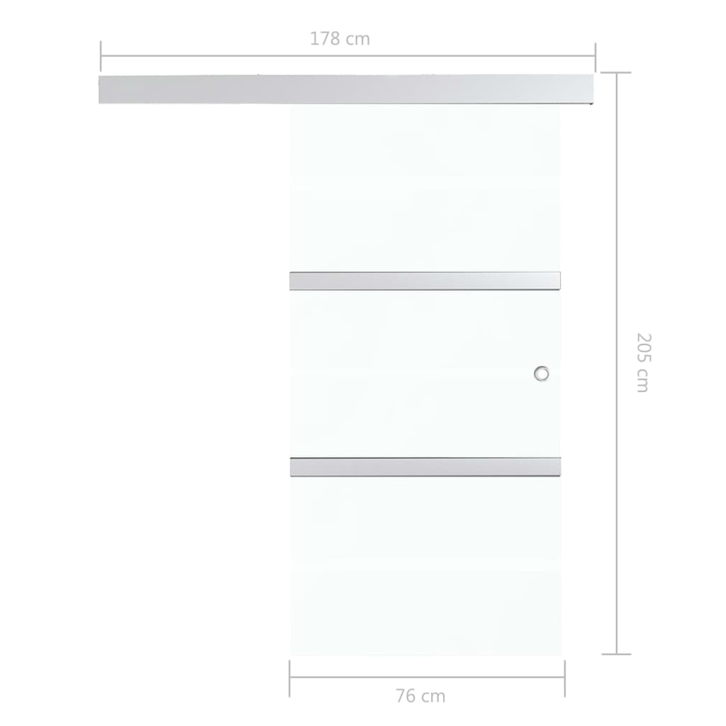 Porta Scorrevole con Fermi in Vetro ESG e Alluminio 76x205 cm - homemem39