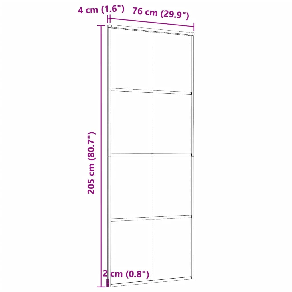 Porta Scorrevole in Alluminio e Vetro ESG 76x205 cm Nera - homemem39