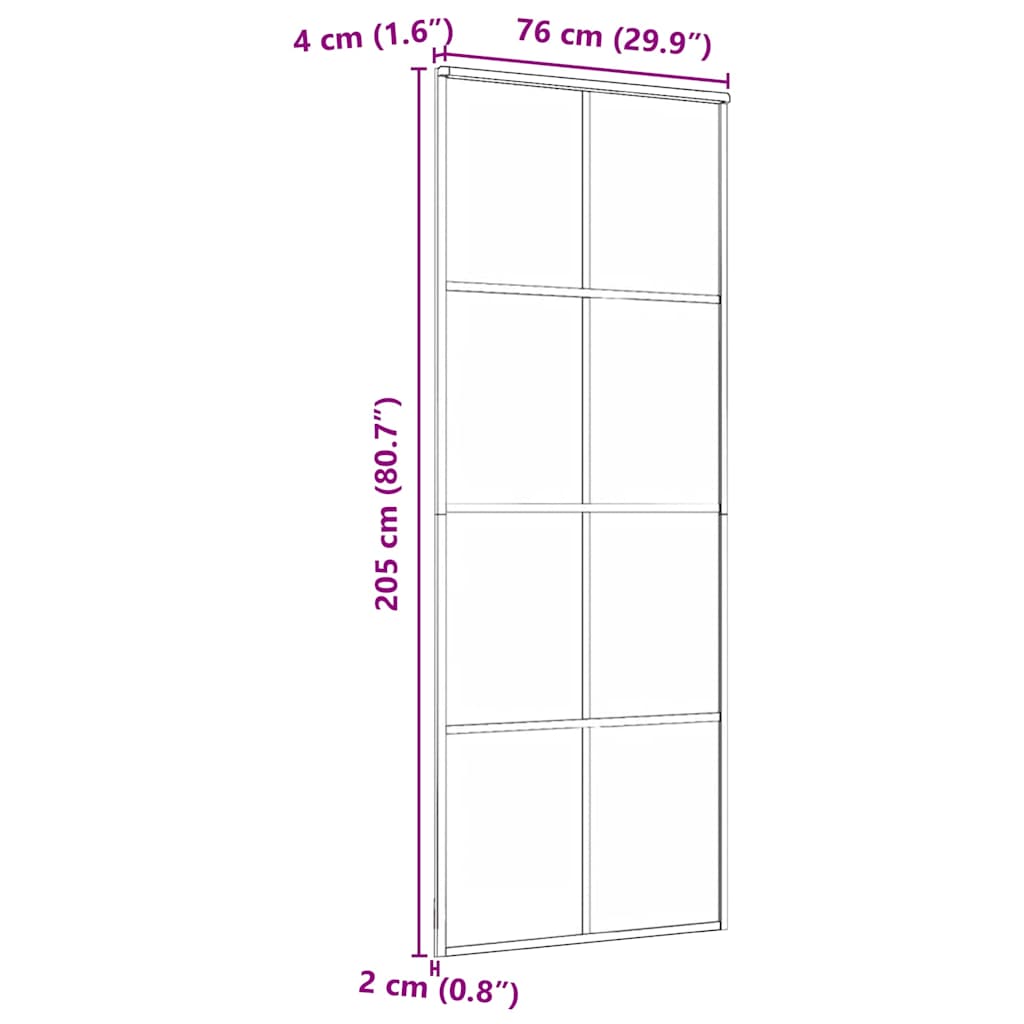 Porta Scorrevole in Alluminio e Vetro ESG 76x205 cm Nera | homemem39