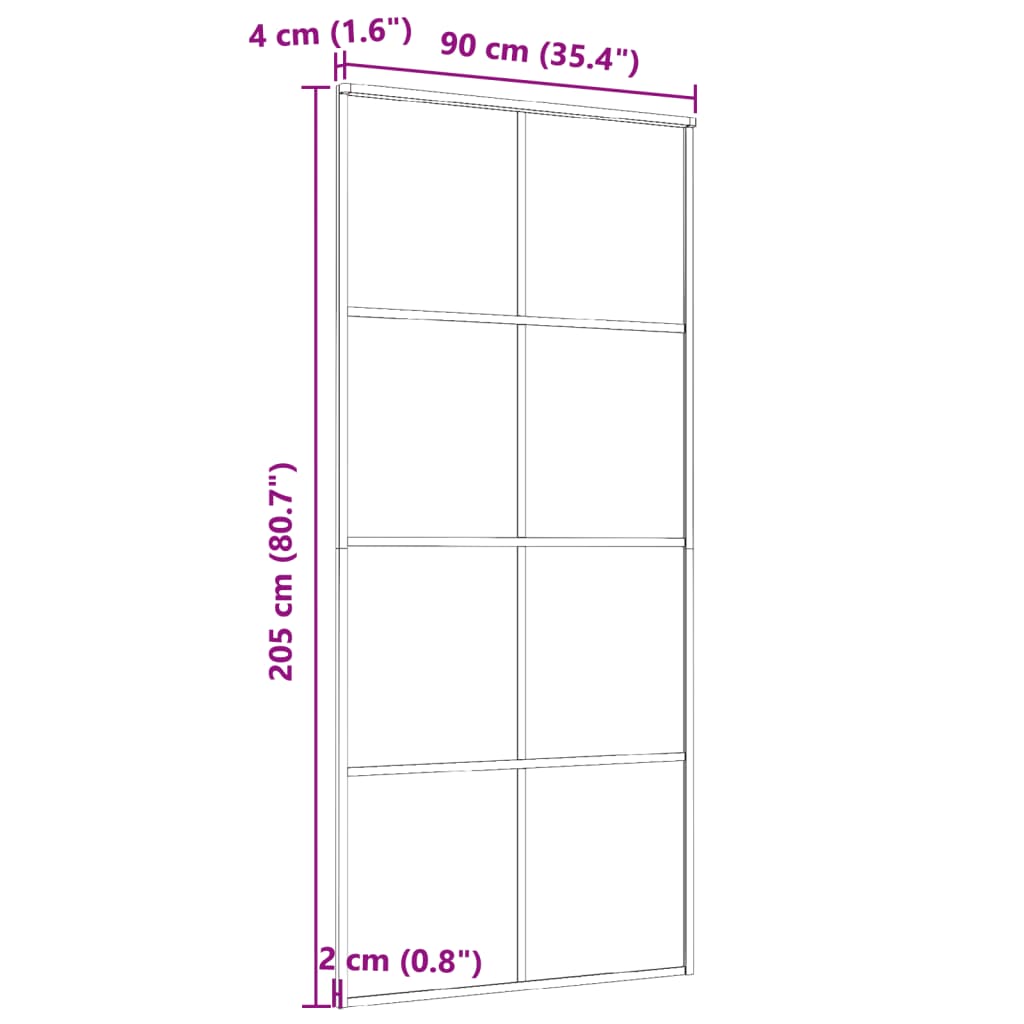 Porta Scorrevole in Vetro ESG e Alluminio 90x205 cm Nera | homemem39