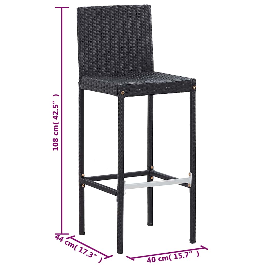 Set da Bar da Giardino 5 pz Polyrattan e Legno di Acacia Nero | homemem39