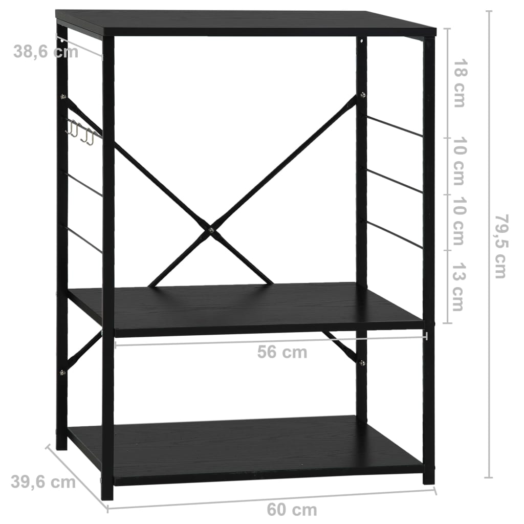 Mobile per Microonde Nero 60x39,6x79,5 cm Legno Multistrato - homemem39