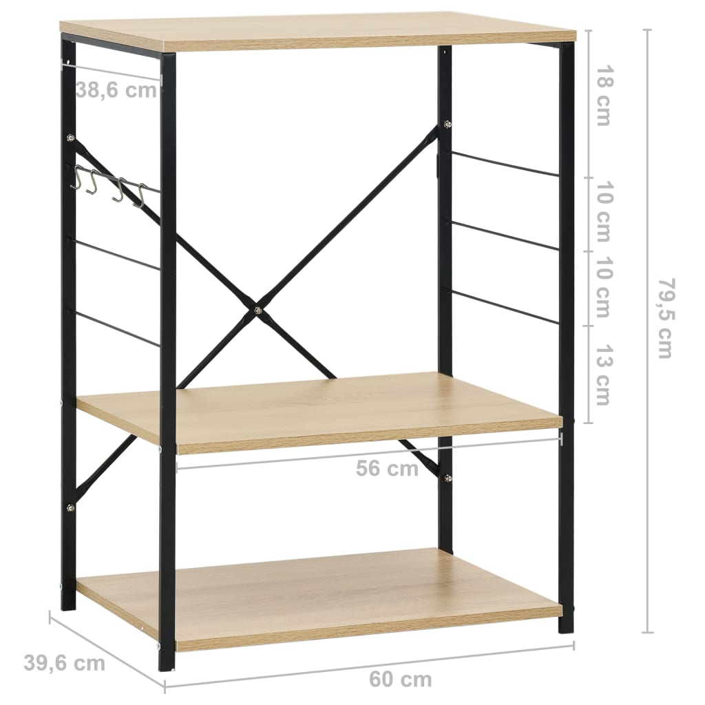 Mobile Microonde Nero e Rovere 60x39,6x79,5cm Legno Multistrato - homemem39