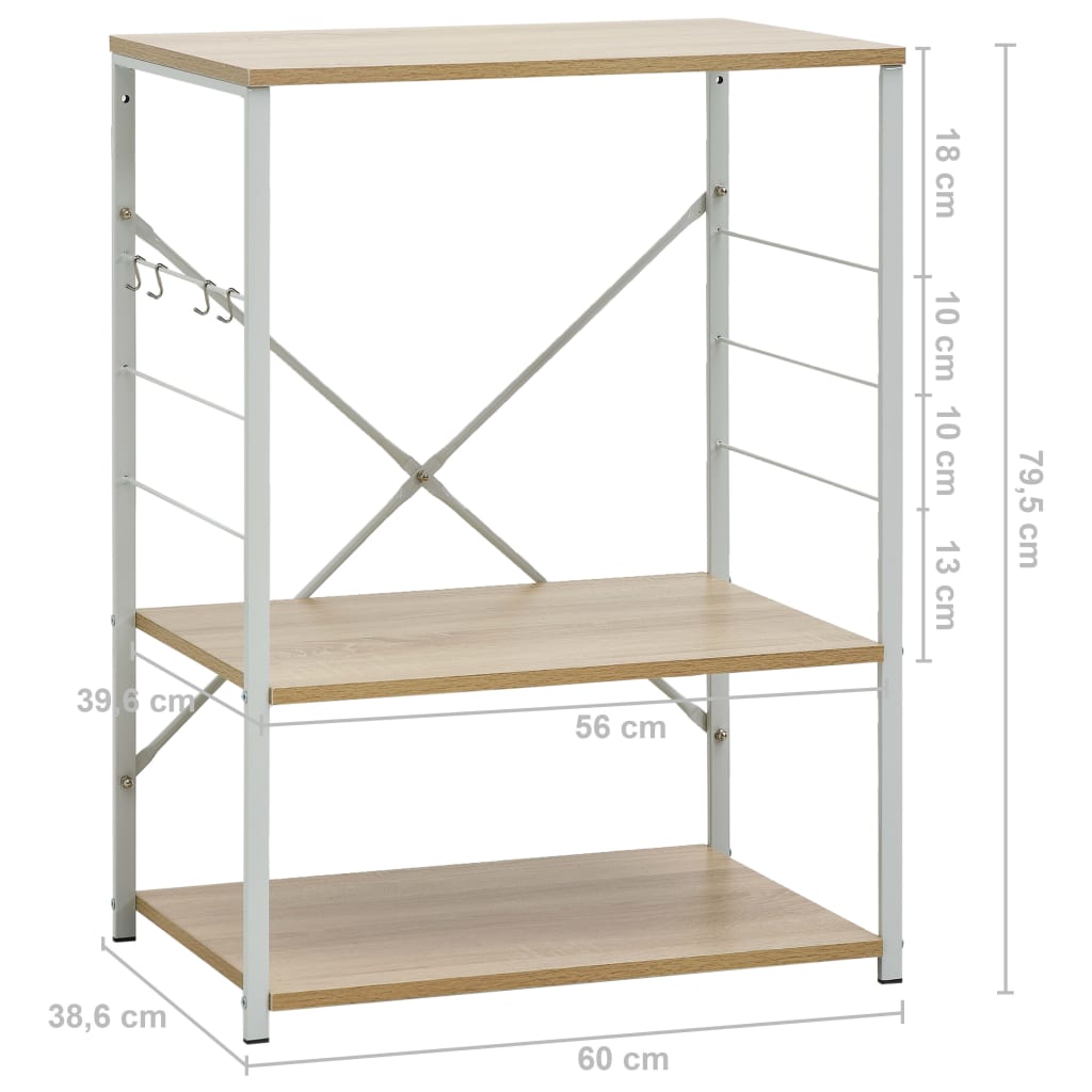 Mobile Microonde Bianco Rovere 60x39,6x79,5cm Legno Multistrato - homemem39