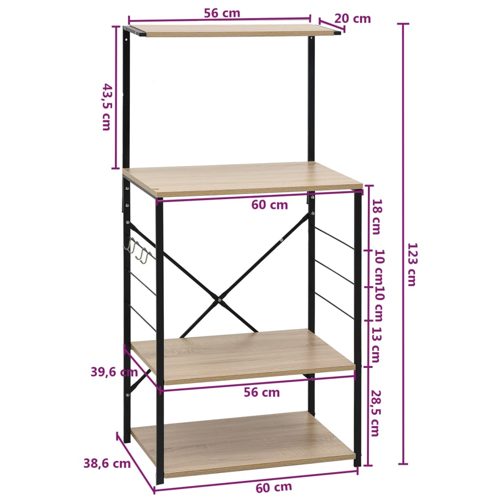Mobile Microonde Nero e Rovere 60x39,6x123cm Legno Multistrato | homemem39