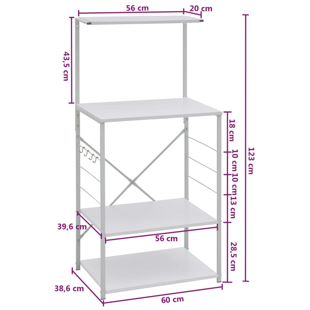 Mobile per Microonde Bianco 60x39,6x123 cm Legno Multistrato - homemem39