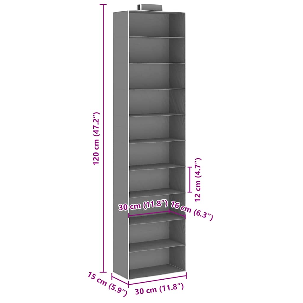 Organizer per Armadio da Appendere 2 pz con 10 Ripiani Tessuto - homemem39