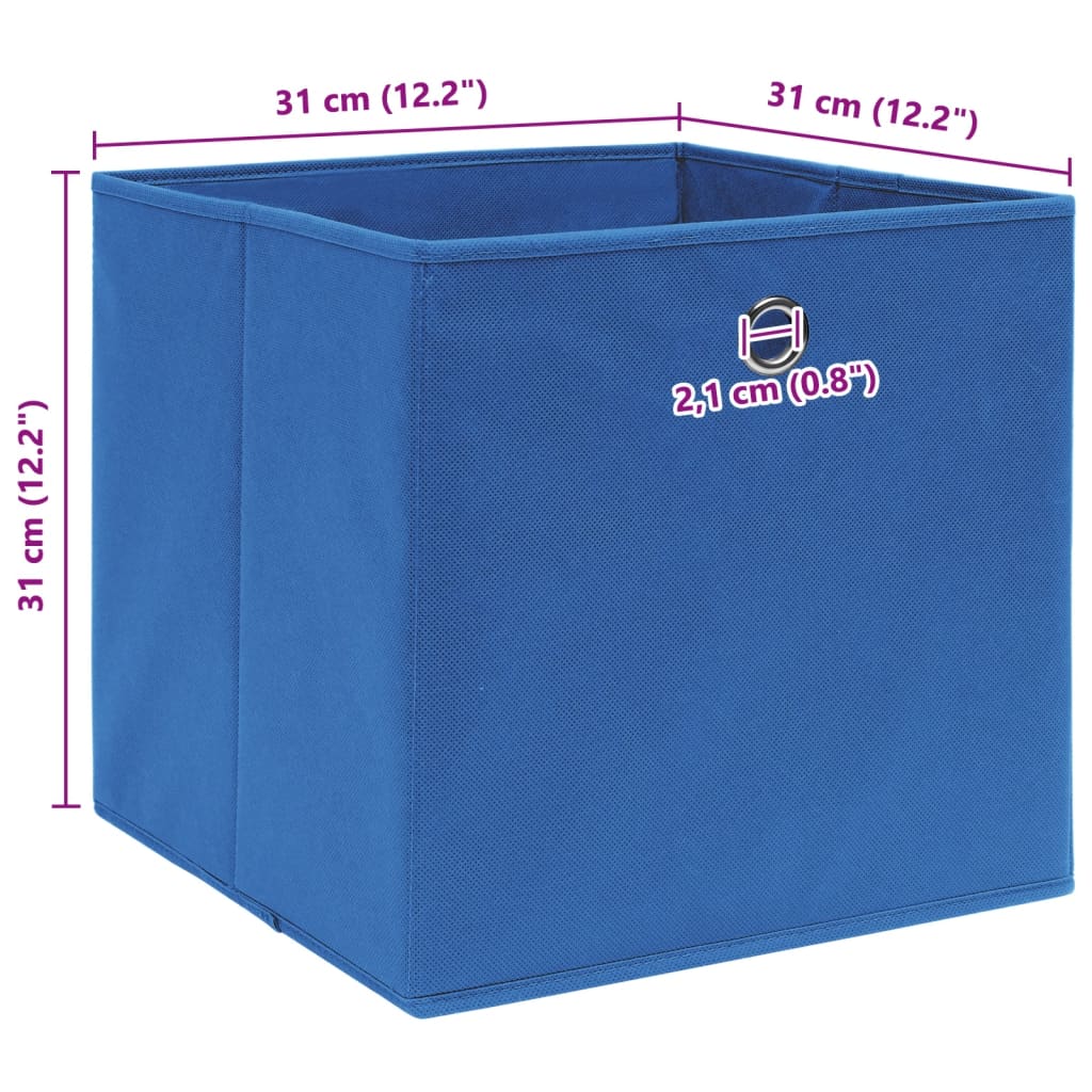 Scatole Portaoggetti con Coperchi 4 pz Blu 32x32x32 cm Tessuto