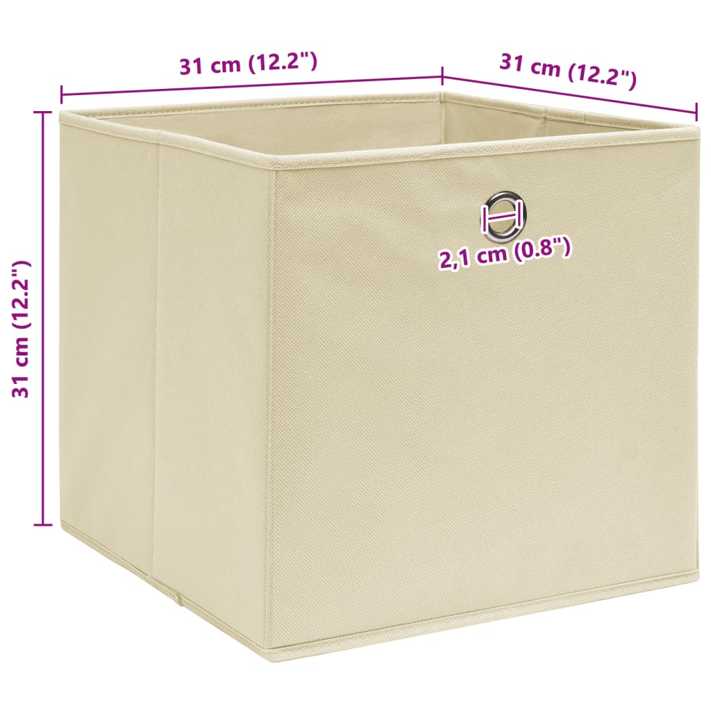 Scatole Portaoggetti con Coperchi 10pz Crema 32x32x32cm Tessuto
