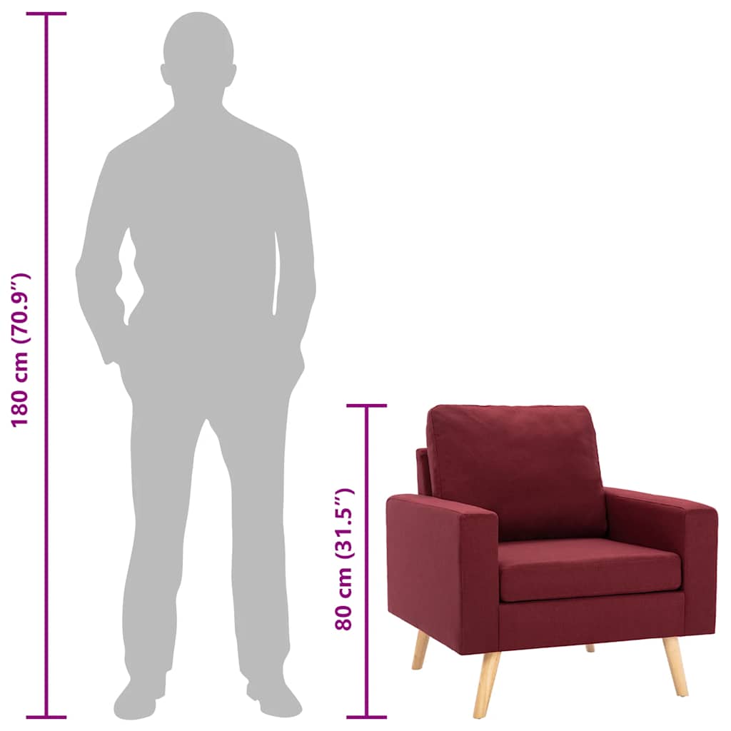 Armchair in wine red fabric
