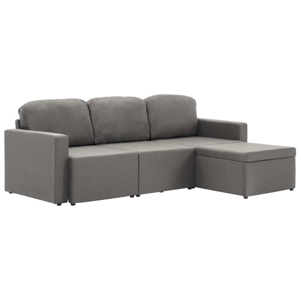 Divano Letto Modulare a 3 Posti Grigio Talpa in Tessuto - homemem39