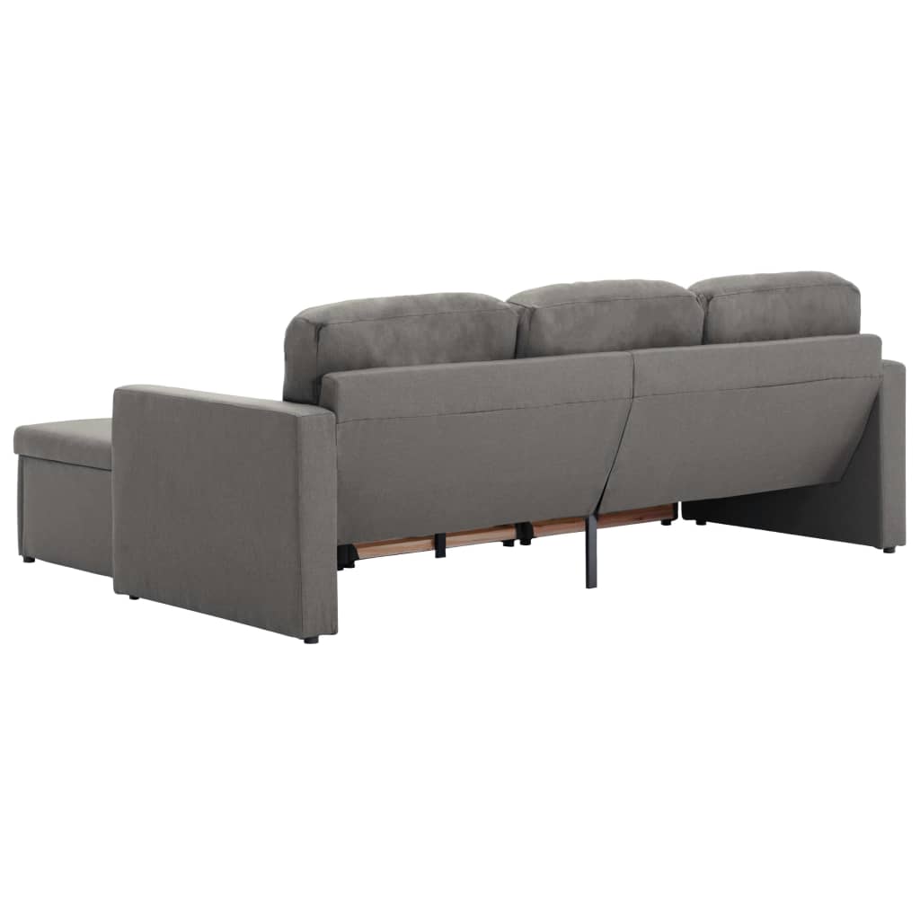 Divano Letto Modulare a 3 Posti Grigio Talpa in Tessuto - homemem39