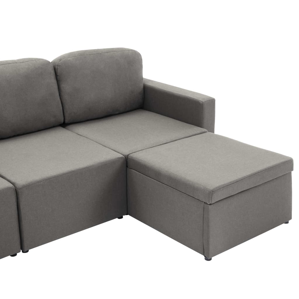 Divano Letto Modulare a 3 Posti Grigio Talpa in Tessuto - homemem39