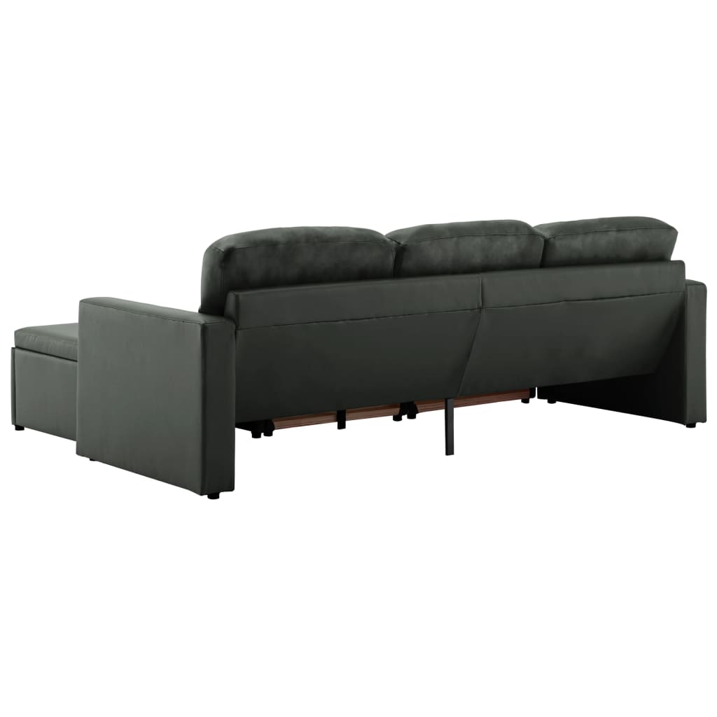 Divano Letto Modulare a 3 Posti Grigio in Similpelle