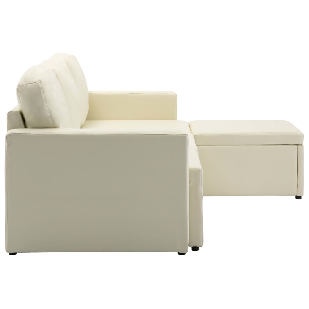 Divano Letto Modulare a 3 Posti Crema in Similpelle