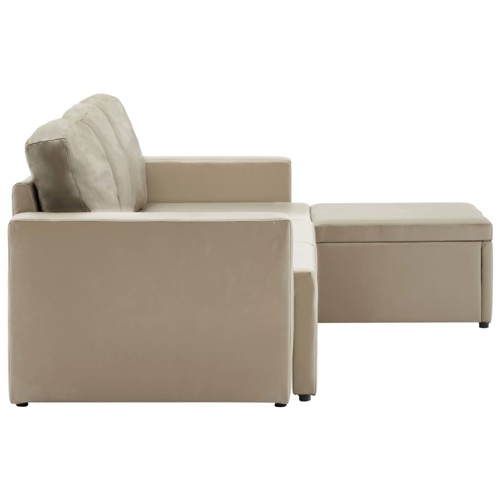 Divano Letto Modulare a 3 Posti Cappuccino in Similpelle