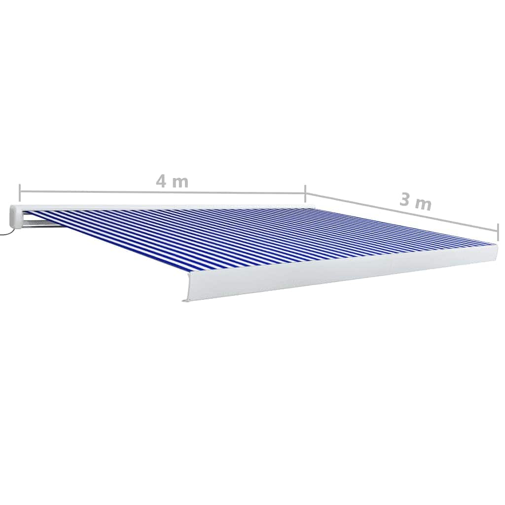 Tenda a Cassonetto Motorizzata 400x300 cm Blu e Bianco | homemem39