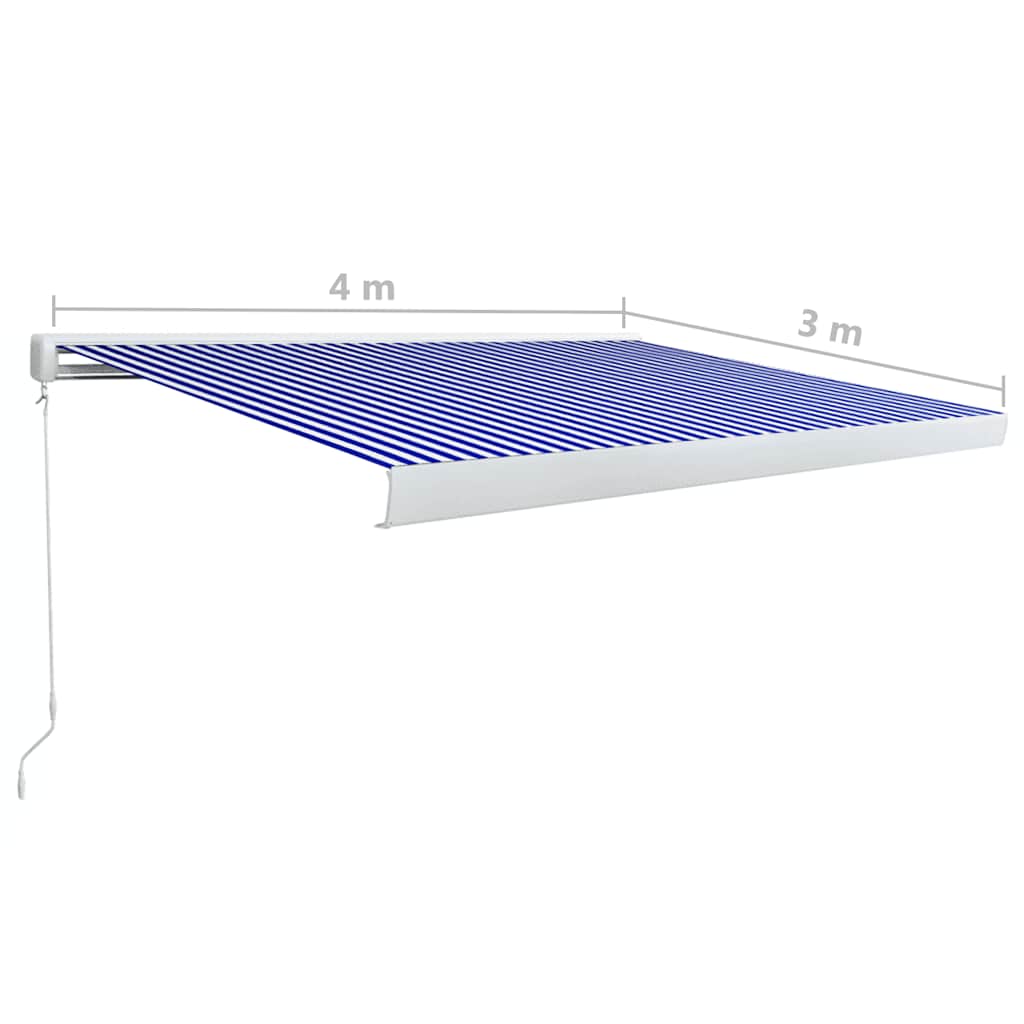 Tenda a Cassonetto Manuale 400x300 cm Blu e Bianca - homemem39