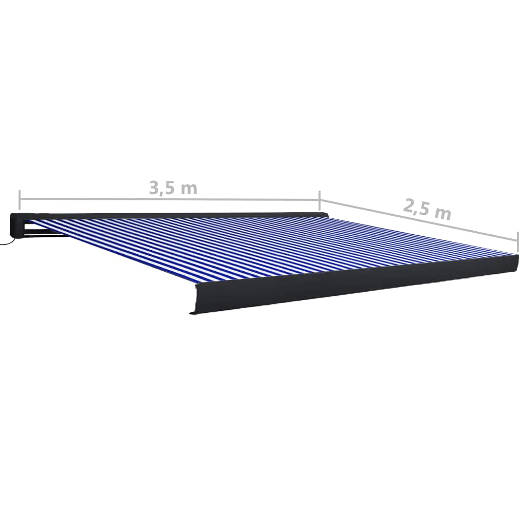 Tenda a Cassonetto Motorizzata 350x250 cm Blu e Bianco