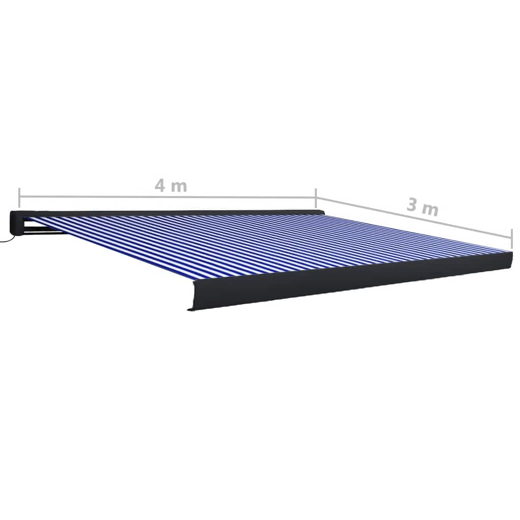 Tenda a Cassonetto Motorizzata 400x300 cm Blu e Bianco | homemem39