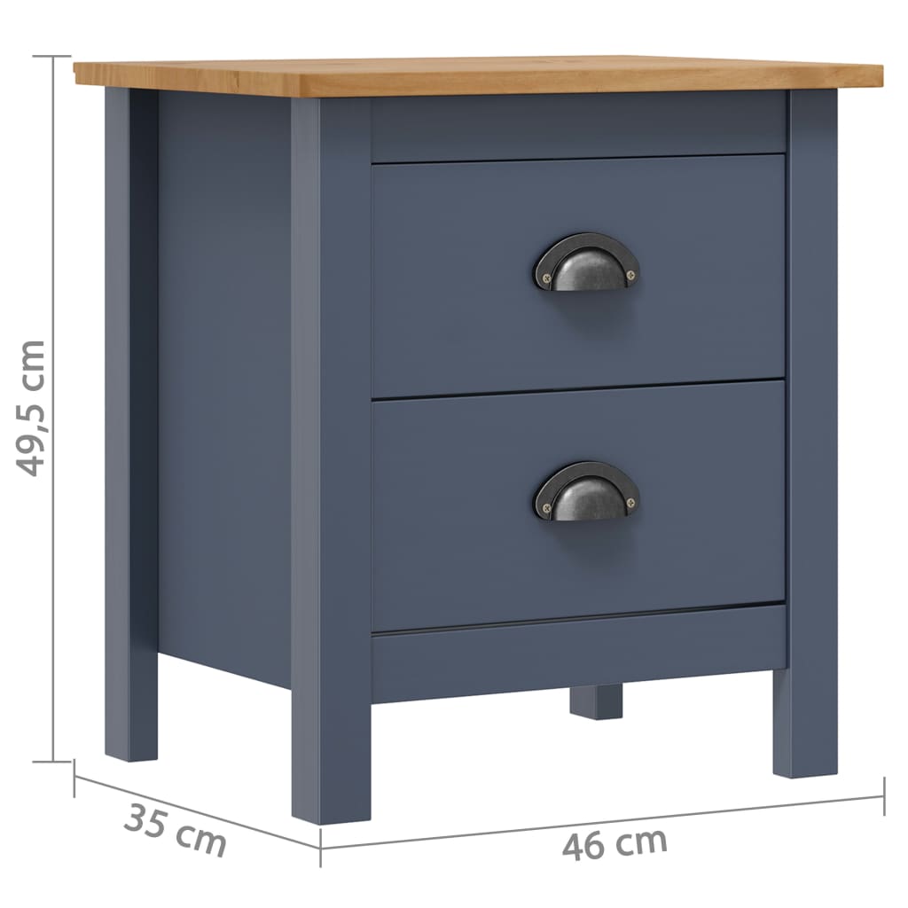 Comodini Hill Grigi 2 pz 46x35x49,5 cm in Legno di Pino | homemem39