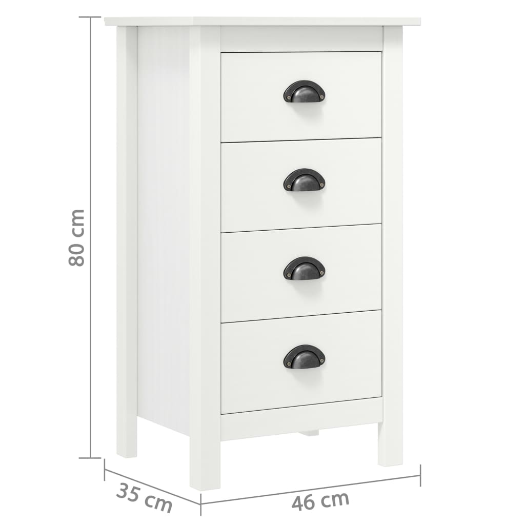 Credenza Hill Bianca 46x35x80 cm in Legno Massello di Pino