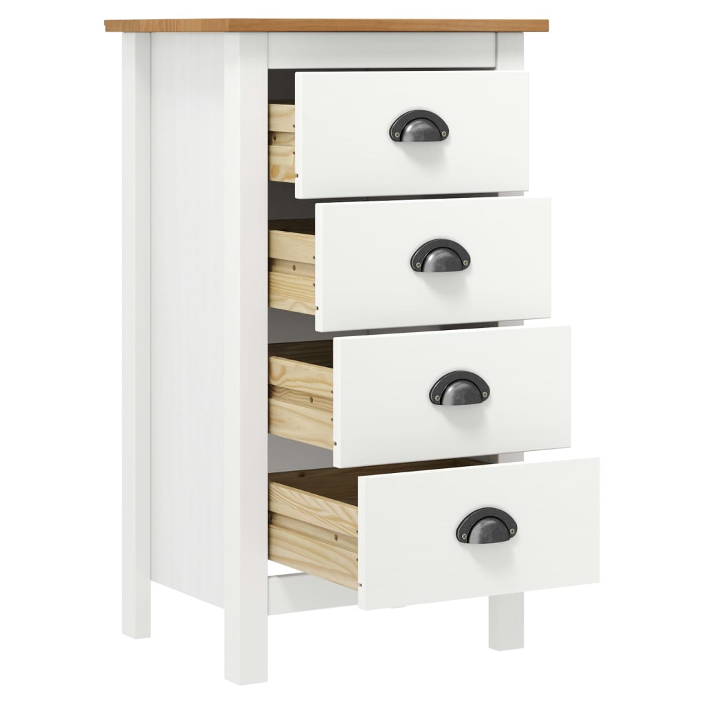 Credenza Hill Bianca 46x35x80 cm in Legno Massello di Pino