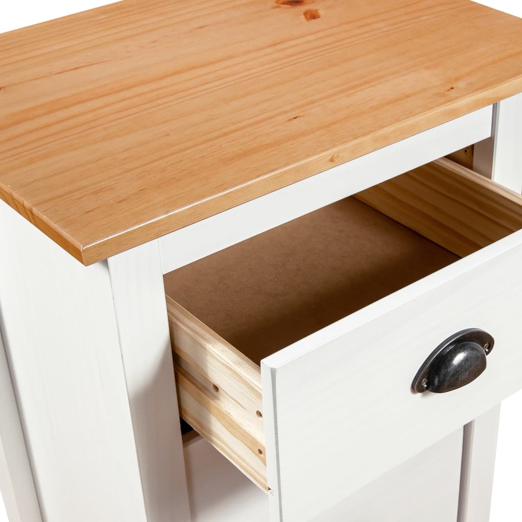 Credenza Hill Bianca 46x35x80 cm in Legno Massello di Pino