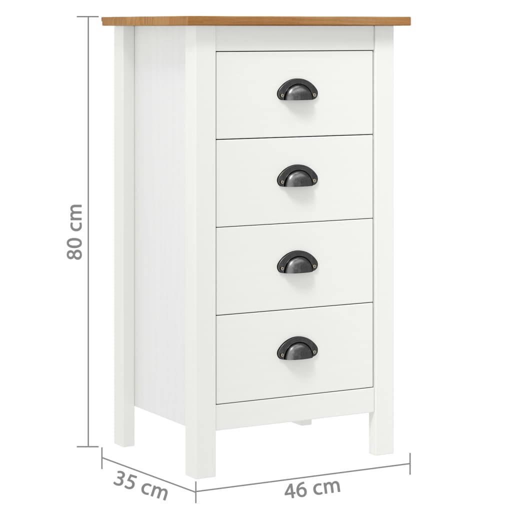Credenza Hill Bianca 46x35x80 cm in Legno Massello di Pino