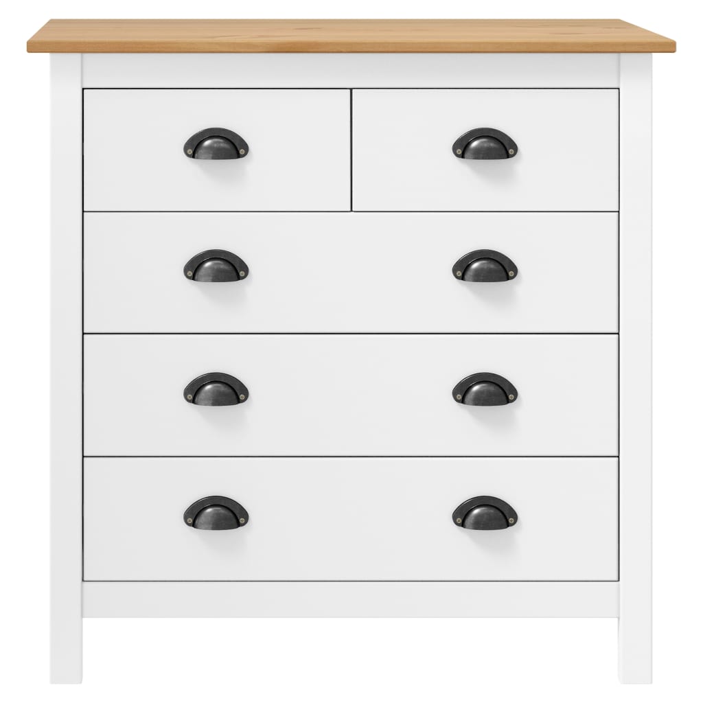 Credenza Hill Bianca 79x40x80 cm in Legno Massello di Pino