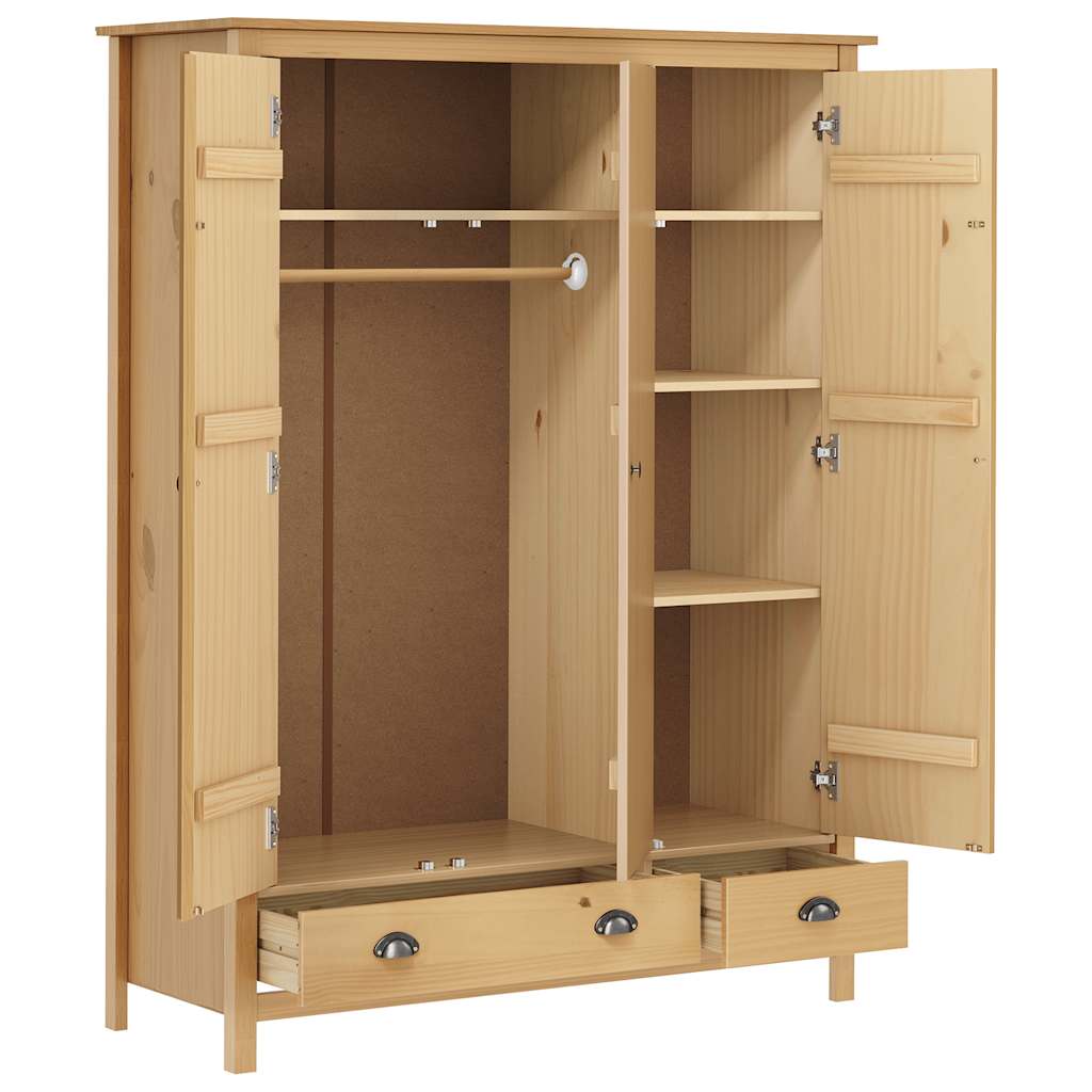 Armadio a 3 Ante Hill 127x50x170cm Legno Massello di Pino - homemem39