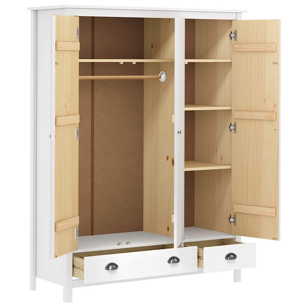 Armadio a 3 Ante Hill Bianco 127x50x170 cm in Legno di Pino - homemem39