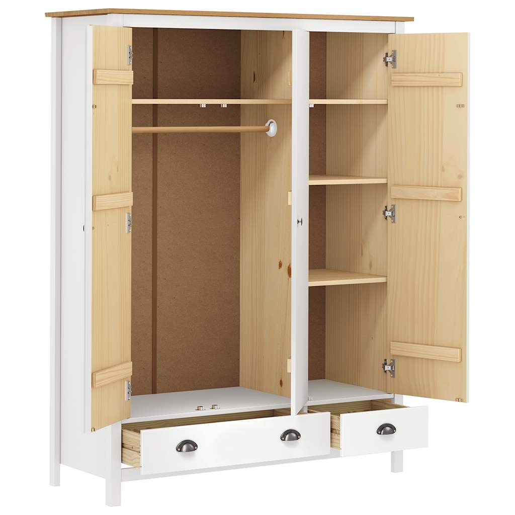 Armadio a 3 Ante Hill Bianco 127x50x170 cm in Legno di Pino - homemem39