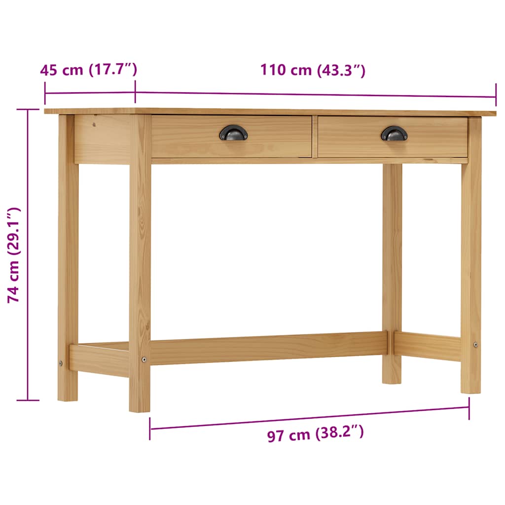 Consolle Hill con 2 Cassetti 110x45x74 cm in Massello di Pino | homemem39